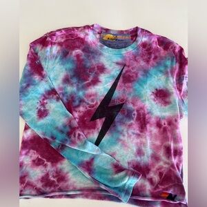 Aviator Nation tie dye long sleeve tee with logo